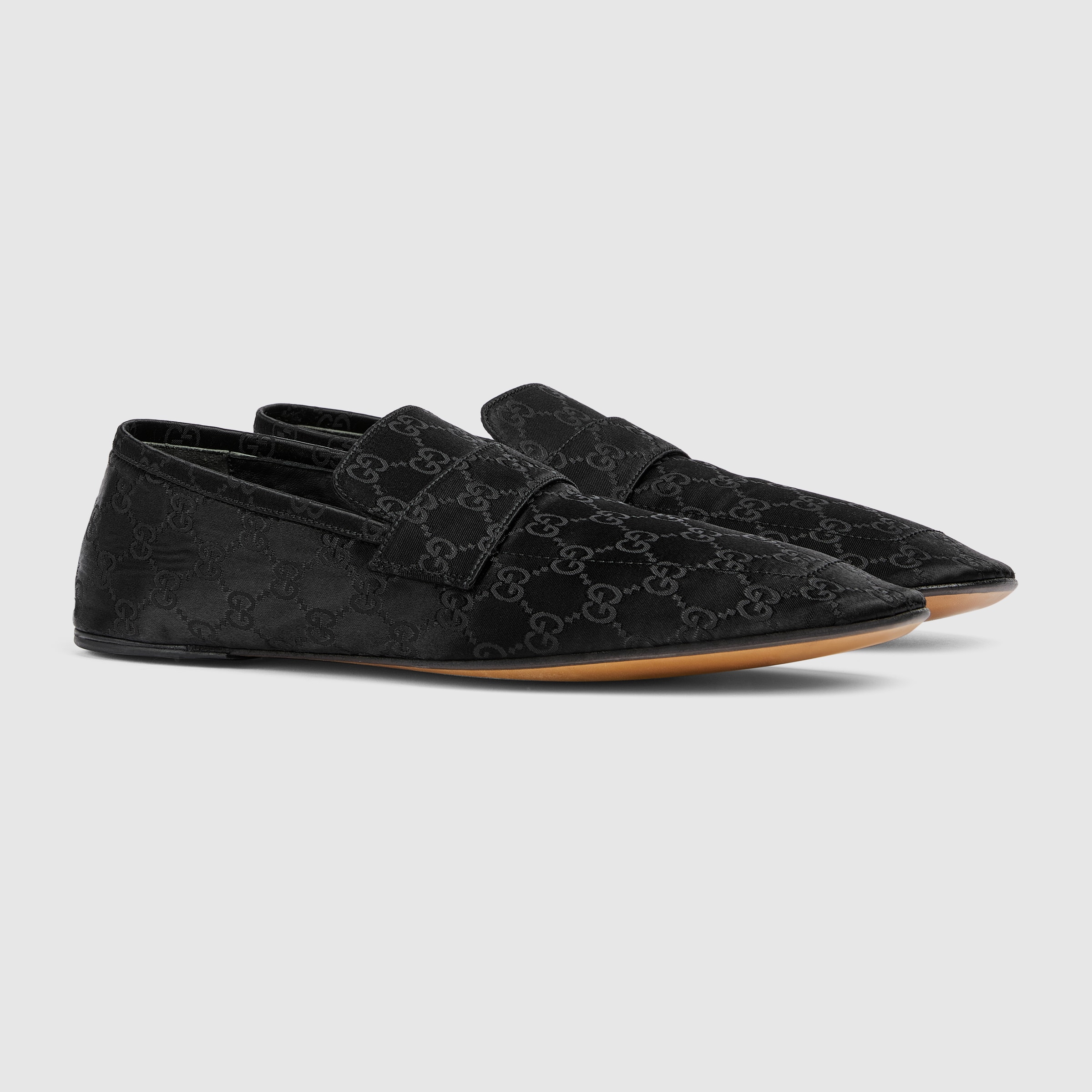 Men's Ragazzo loafer in black GG satin | GUCCI® US