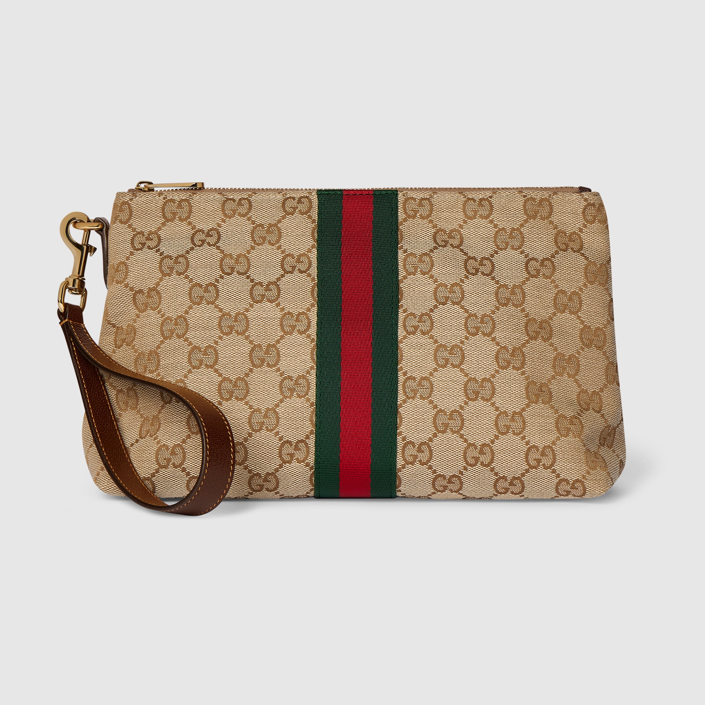 GGスモール ポーチ ・サンド＆ブラウン GGキャンバス | GUCCI公式