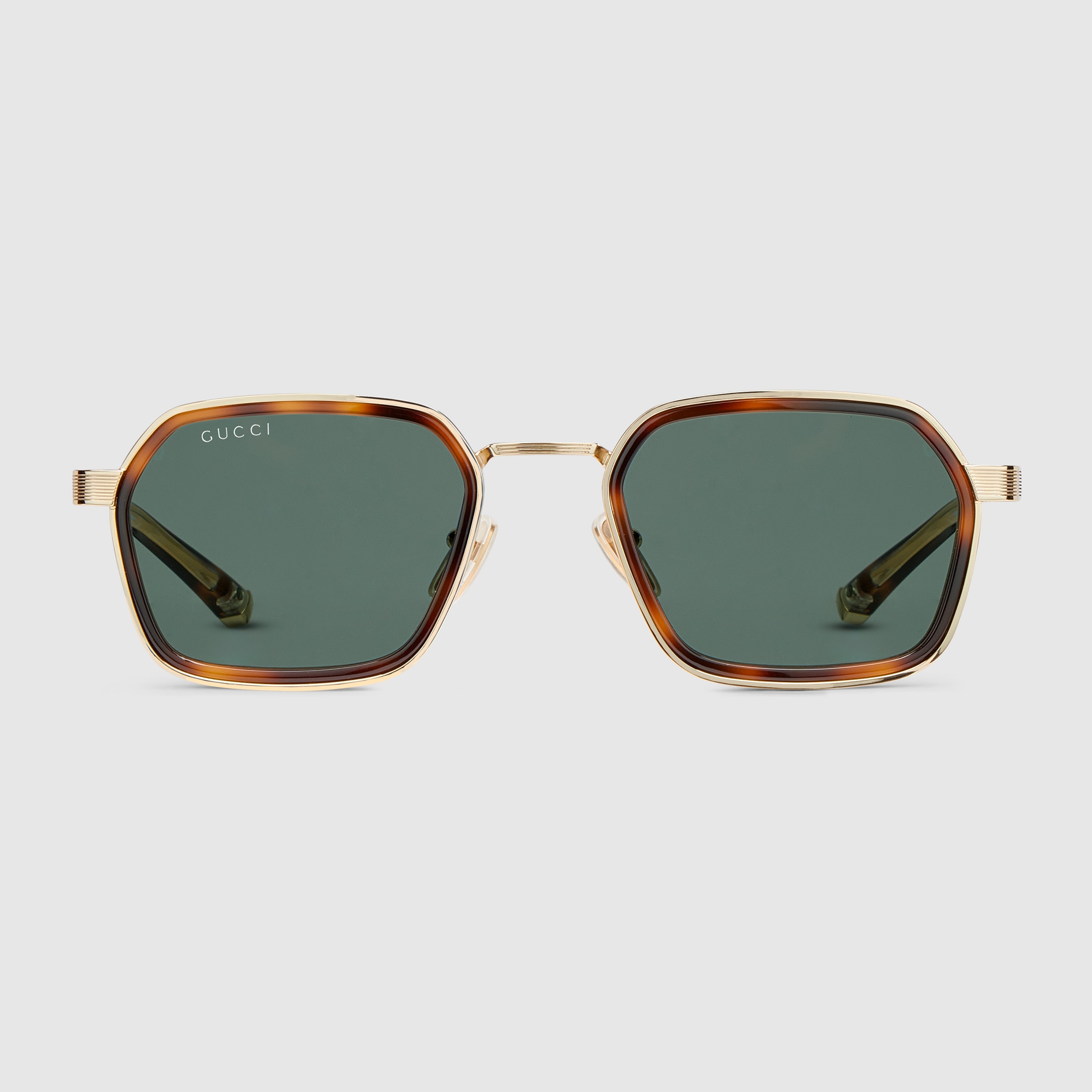 Square frame sunglasses in brown and gold | GUCCI® US