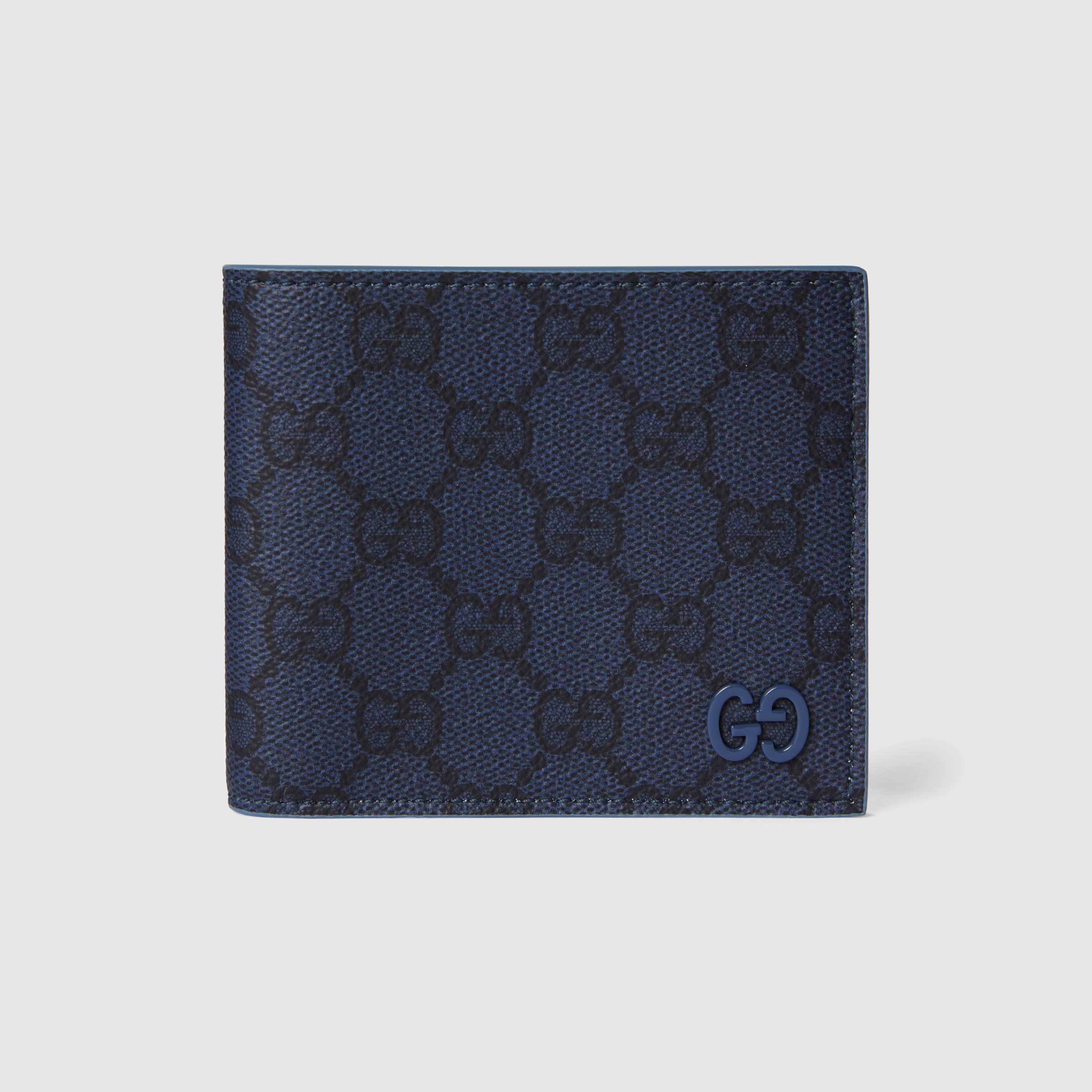 GUCCI GG ウォレット ブルー Dusty blue interior GG bi-fold wallet in dark blue GG Supreme