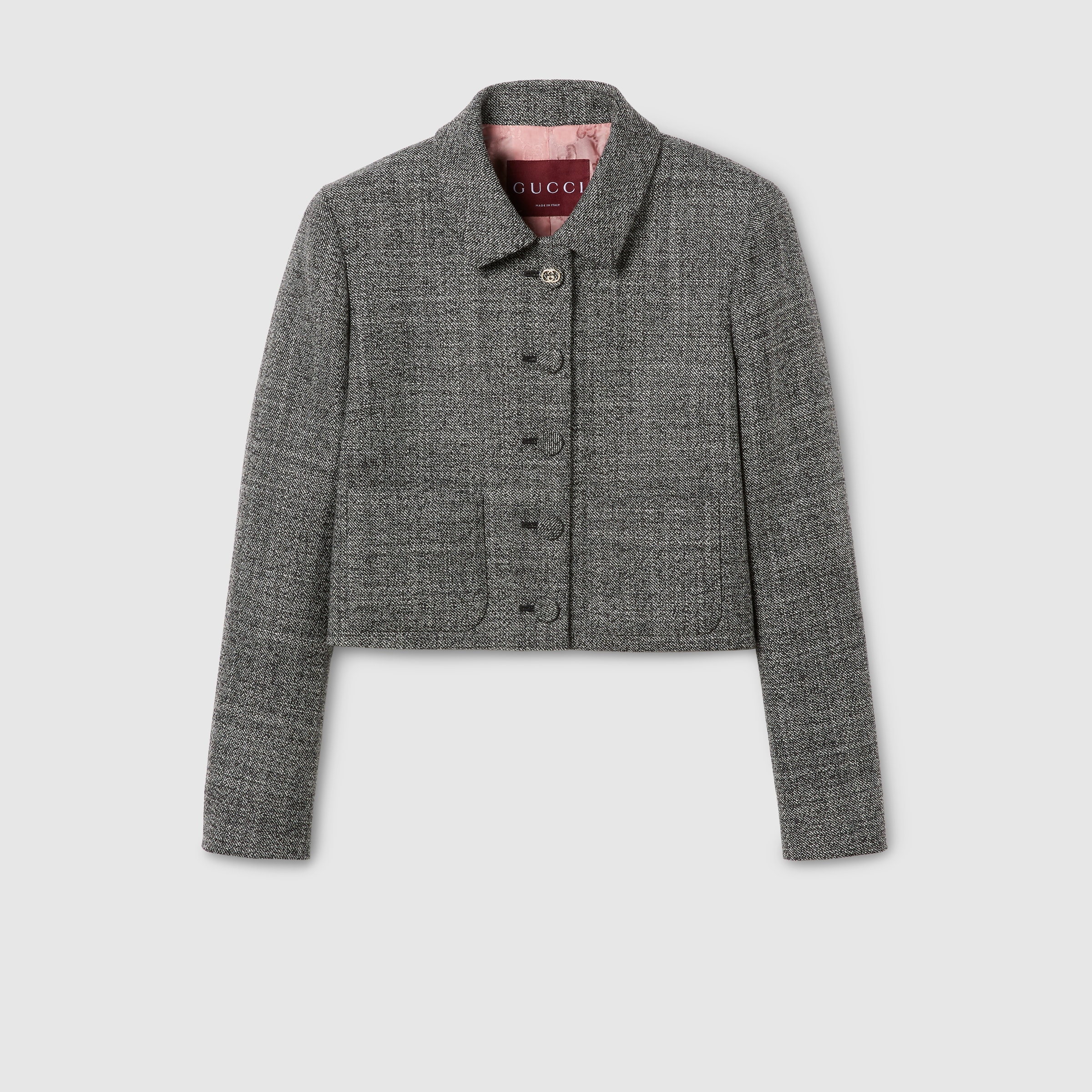 Wool grisaille jacket in black and white | GUCCI® US