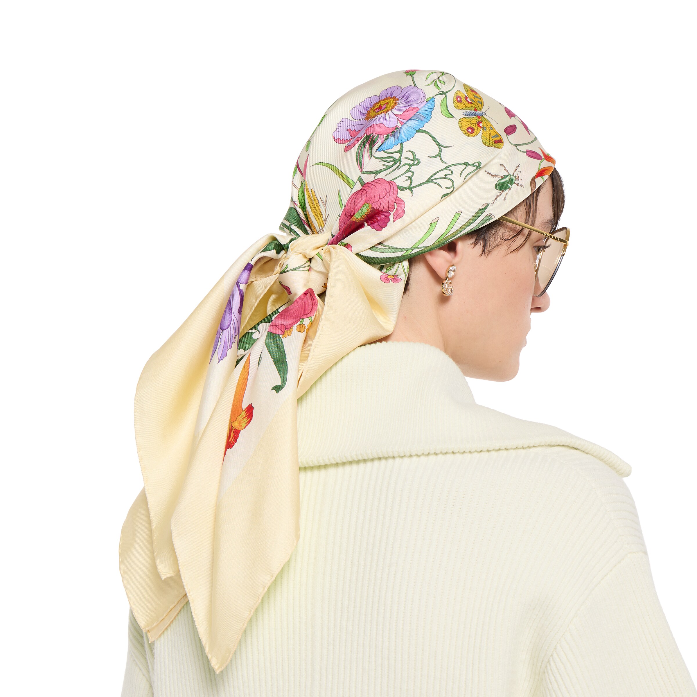 プリント シルクツイル スカーフ ・オフホワイト＆イエロー | GUCCI公式