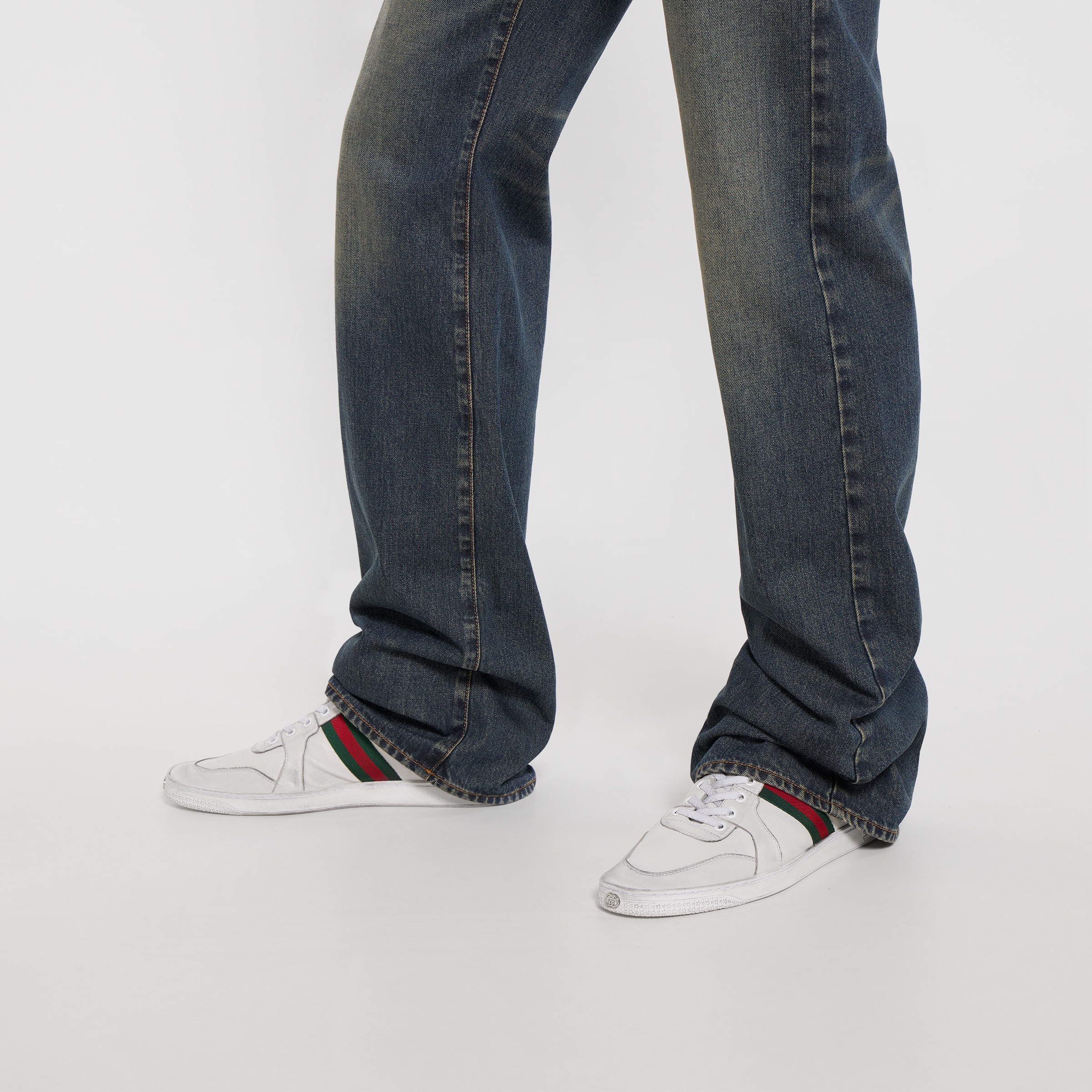 Men's Stretch high-top sneaker in white leather | GUCCI® US