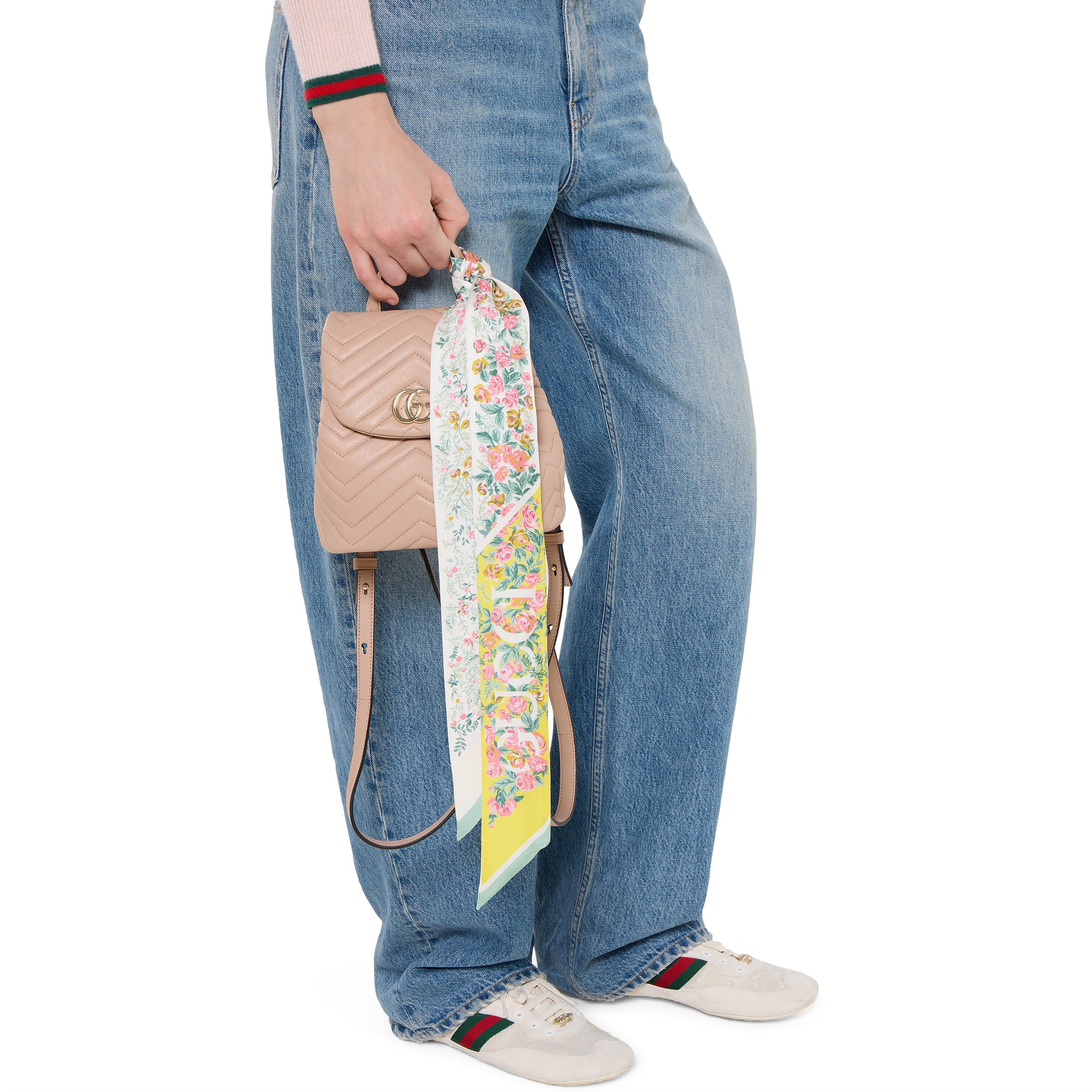 プリント シルクツイル リボン ・アクアマリン＆イエロー | GUCCI公式