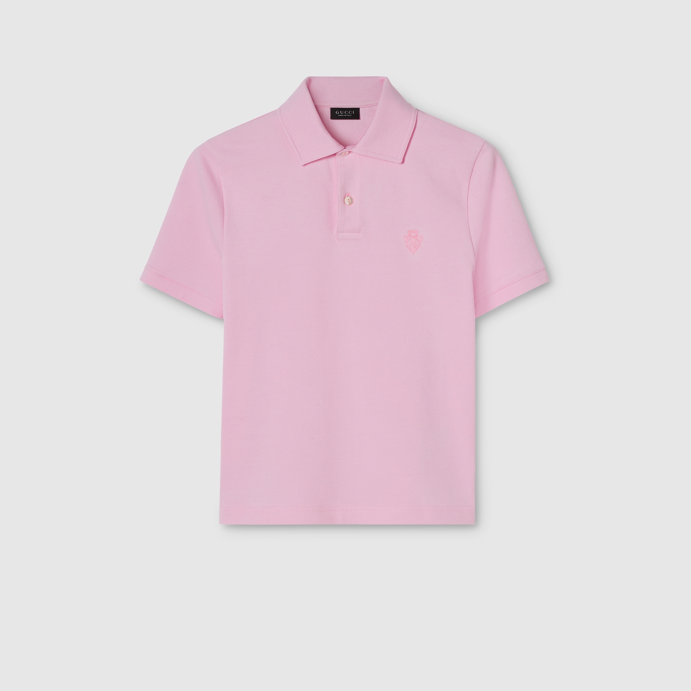 GUCCI カラーポロシャツ Cotton piquet polo shirt with embroidery in light pink | GUCCI® US