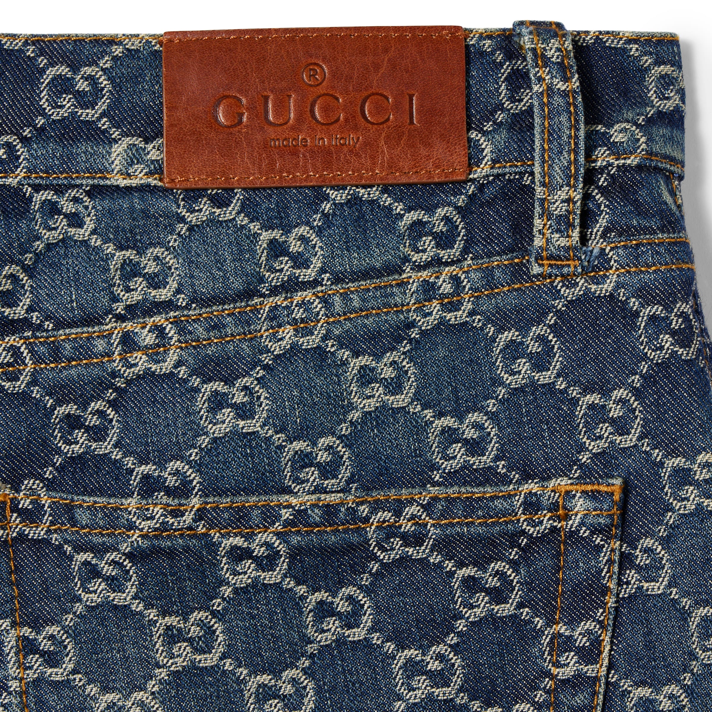 GGコットンデニムジャカード パンツ ・ブルー | GUCCI公式