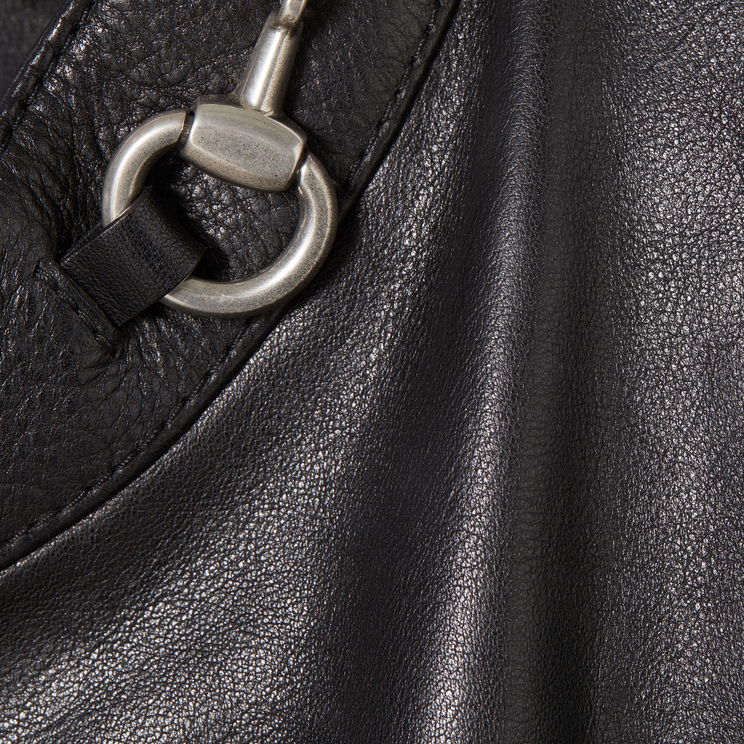 ホースビット付き レザー ジャケット ・ブラック GGキャンバス | GUCCI公式