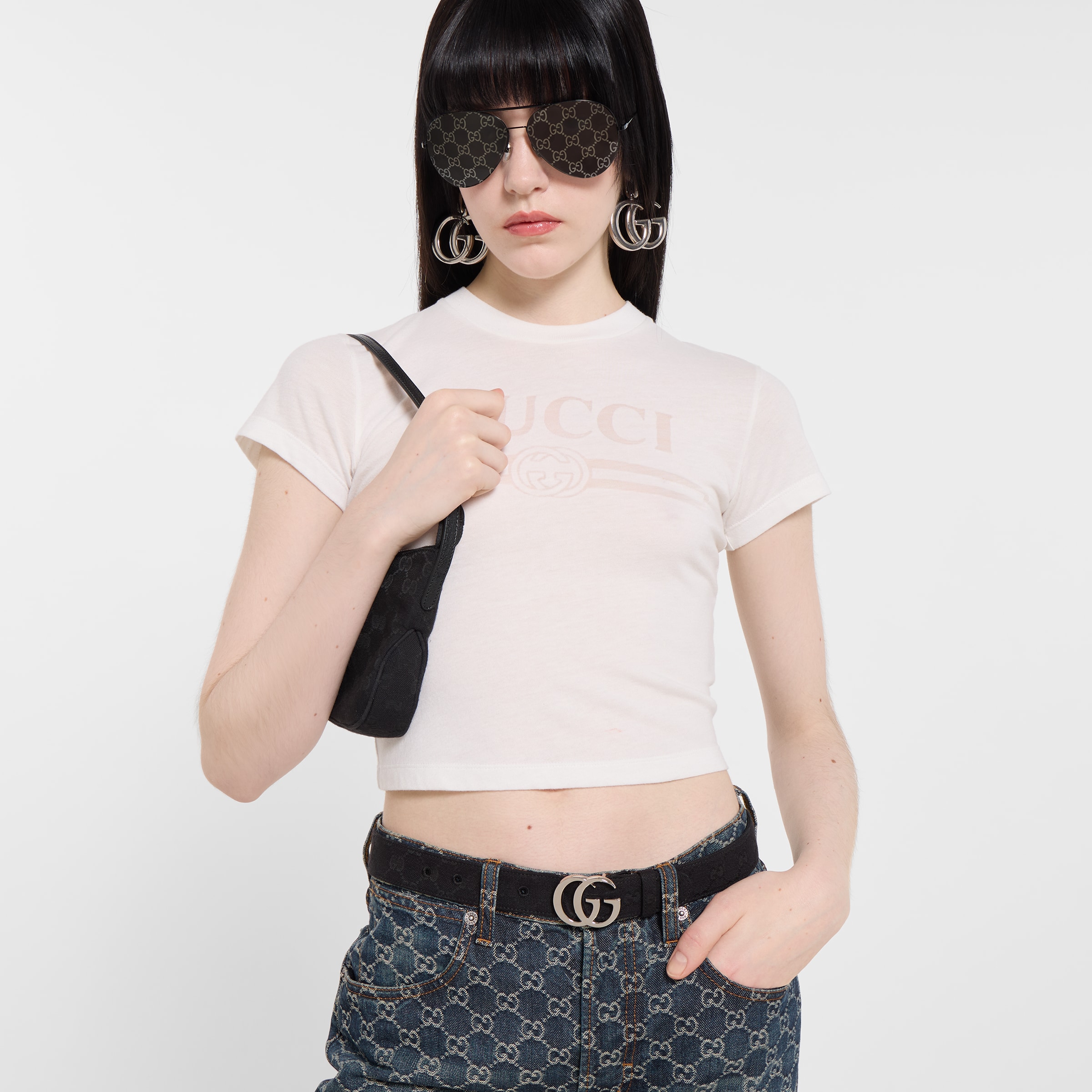 GUCCI レザーベルト　美品 GUCCI GG柄レザーベルト！