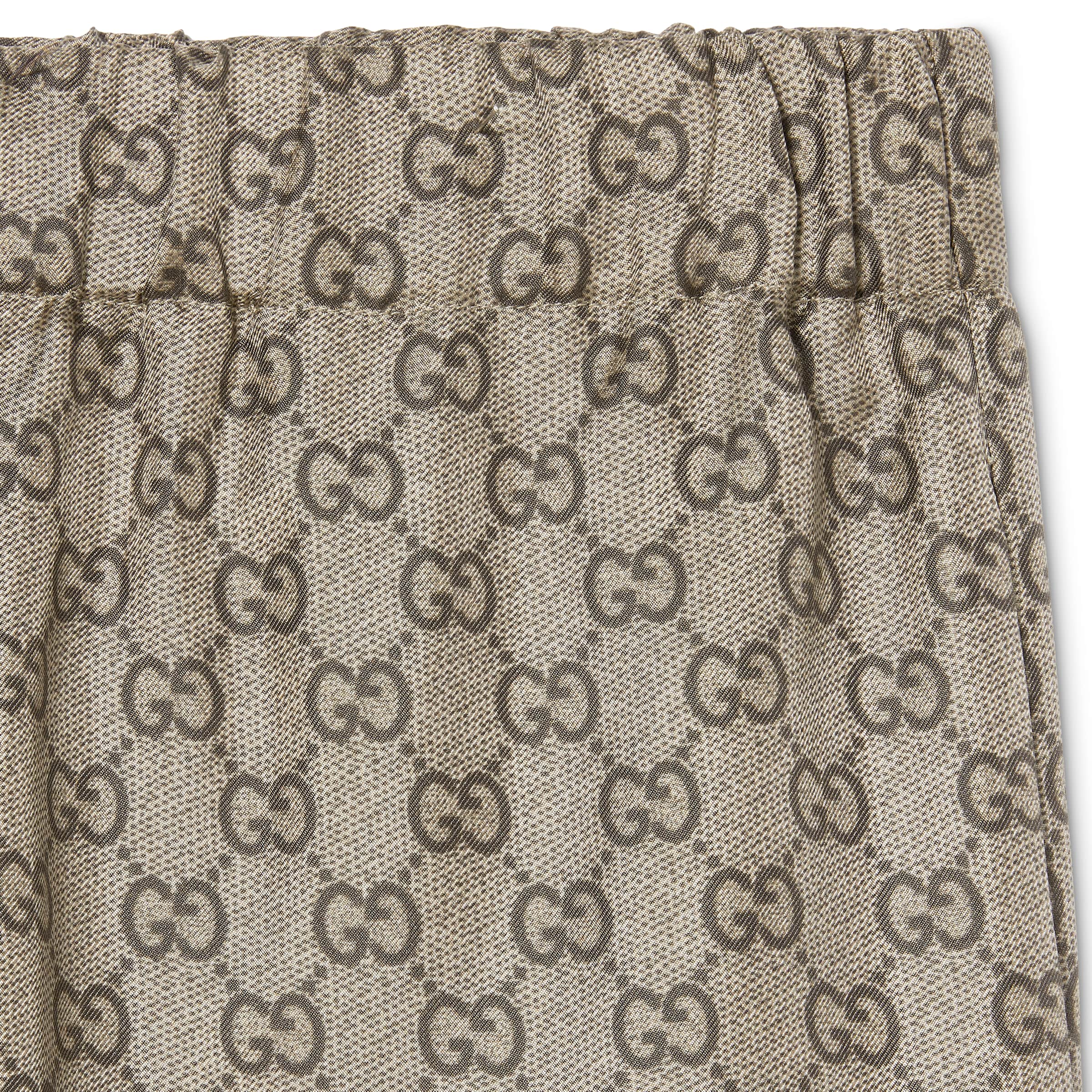 プリント シルクツイル レジャー パンツ ・ベージュ＆ダークブラウン