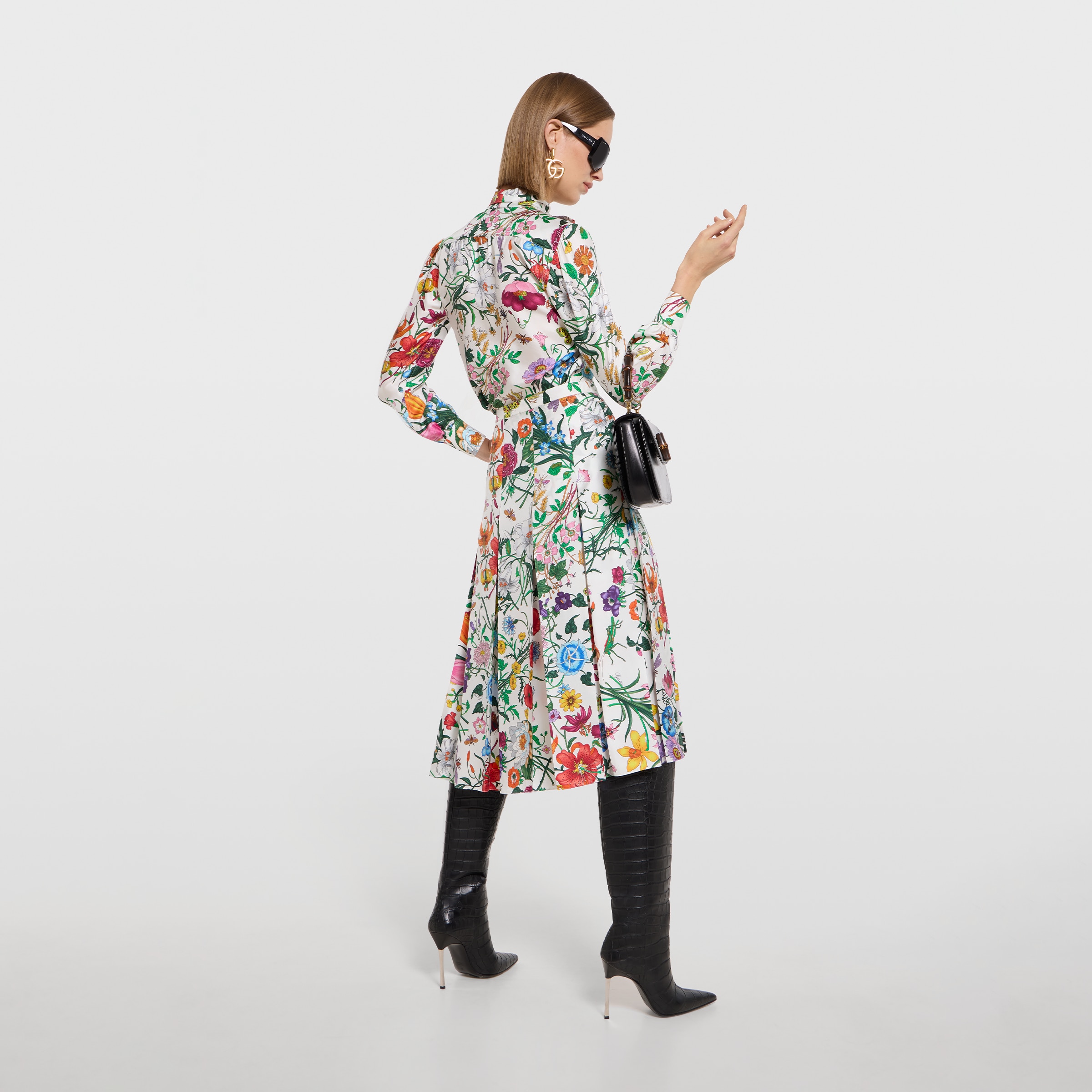 GUCCI プリーツスカート ロングスカート 42 プリント シルクツイル プリーツスカート ・マルチカラー | GUCCI公式