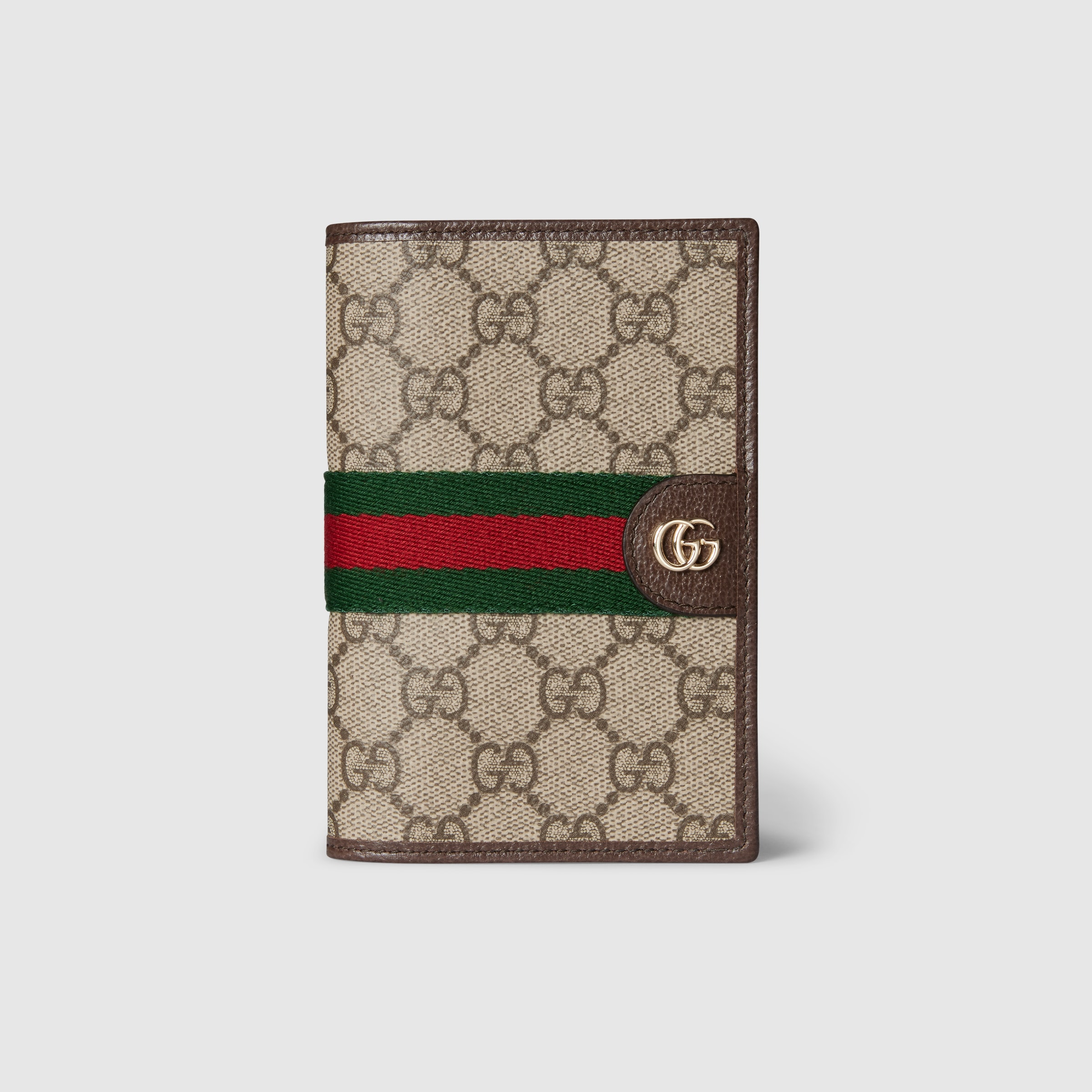Ophidia passport case in beige and brown GG Supreme | GUCCI® US
