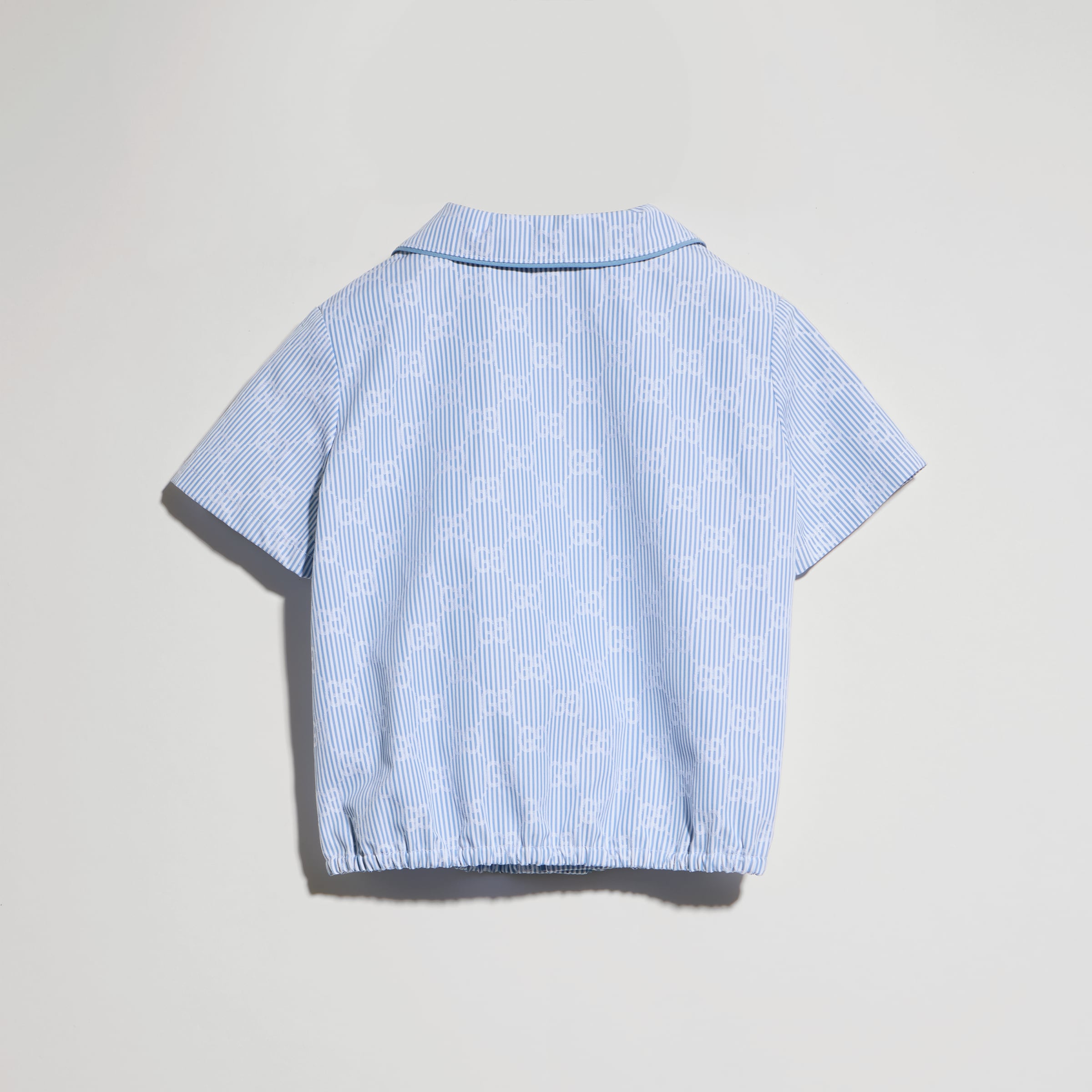 Baby GG striped poplin shirt in white and light blue | GUCCI® US
