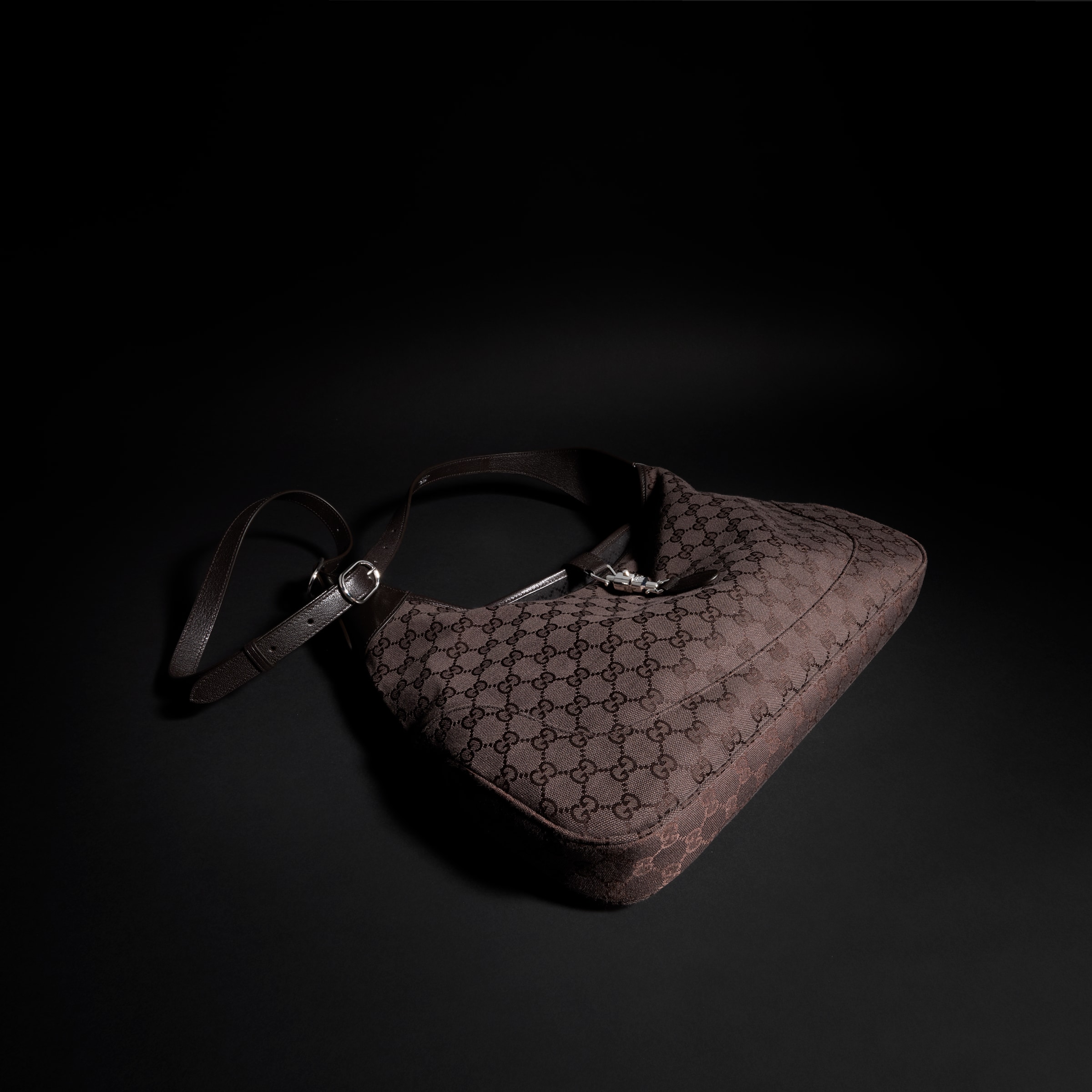 美品 GUCCI ボディバッグ GGキャンバス レザー グッチ ジャッキー 1961〕ラージ クロスボディバッグ ・ダークブラウン