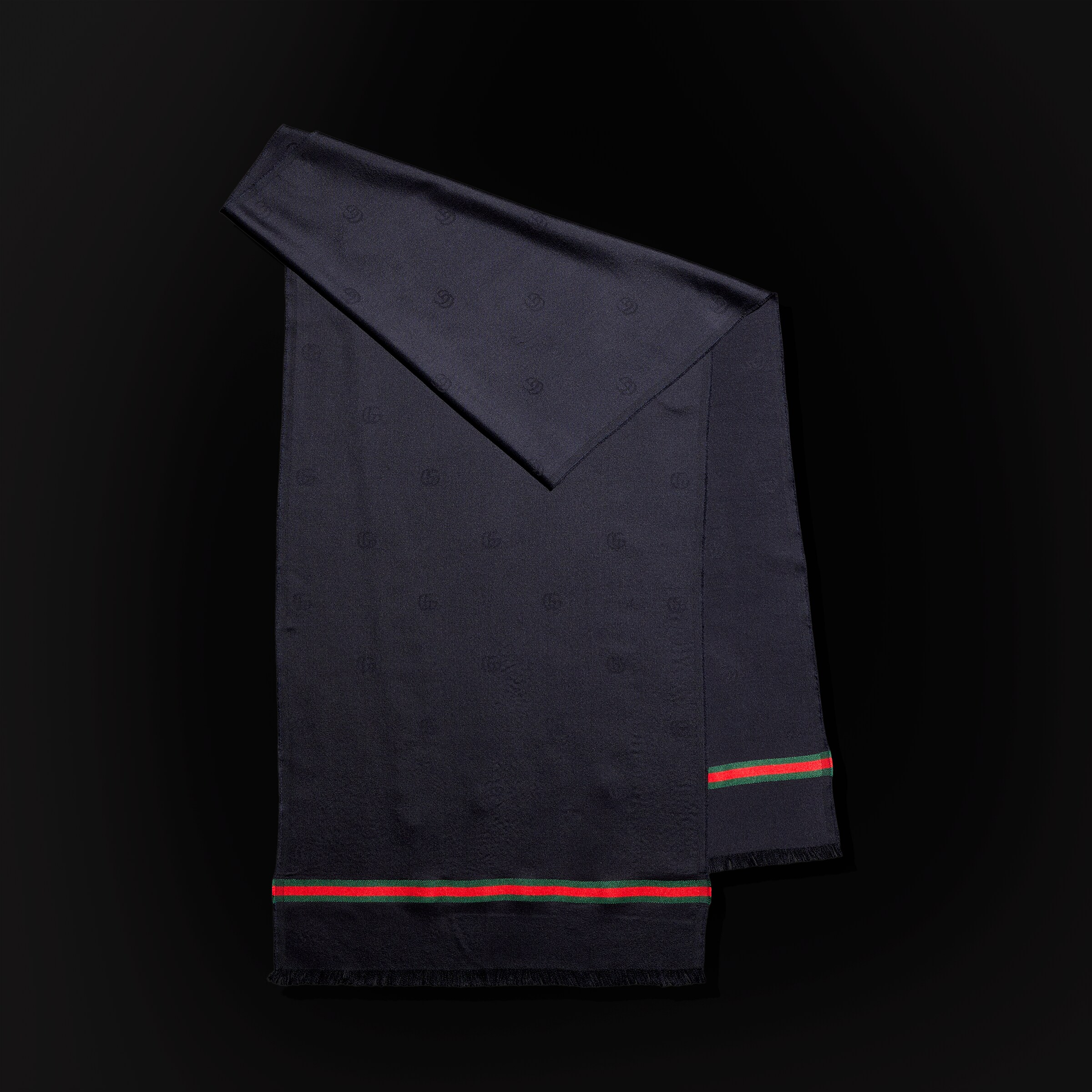 Double G silk cotton jacquard stole in dark blue | GUCCI® US