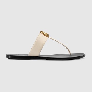 Women s sandal with Double G in beige and ebony Original canvas GUCCI AE