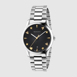 G Timeless Watch 36mm In Steel Silver Dial With Bee GUCCI AE