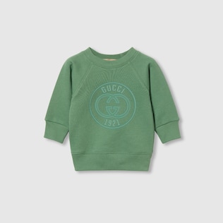 SA Baby sweatshirt with Interlocking G in green