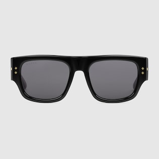 Black Acetate Rectangular Frame Sunglasses GUCCI AE