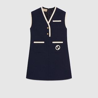 Retro tweed mini dress with Interlocking G in dark blue GUCCI AE