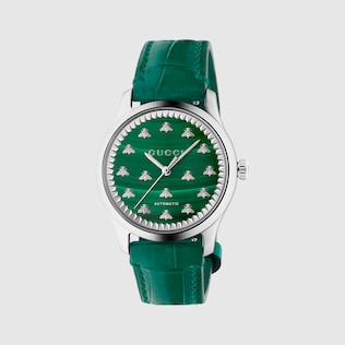 G Timeless watch with bees 38 mm in green alligator GUCCI AE