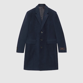 Gucci wool coat with web hotsell