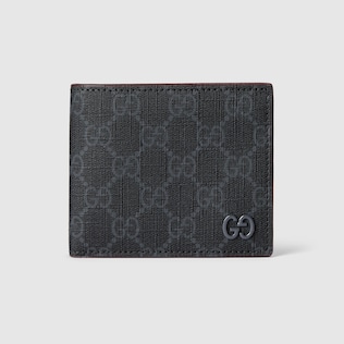 Grey interior bi fold wallet in black GG Supreme GUCCI AE