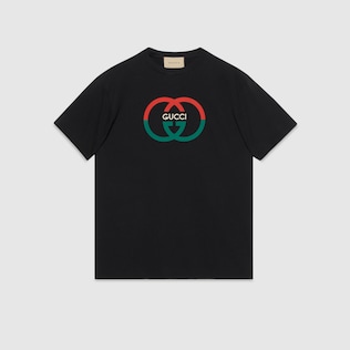 Cotton jersey printed T shirt in off white GUCCI AE