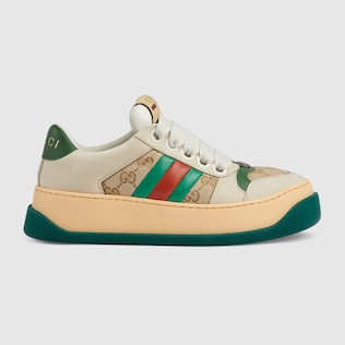 Women s Screener trainer with Web in beige leather GUCCI AE