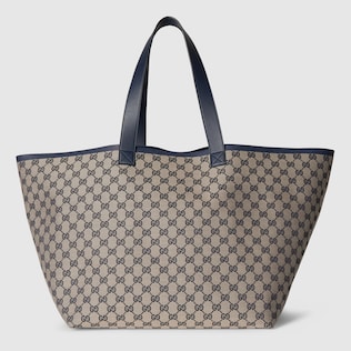 Large GG tote bag in beige and ebony GG canvas GUCCI AE