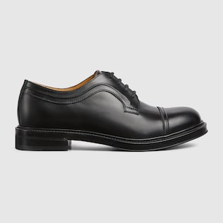 Men s lace up shoe in black leather GUCCI AE