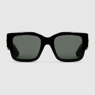 Square sunglasses with Web in black injection GUCCI AE