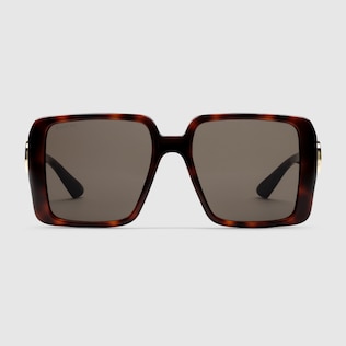 Square frame sunglasses in dark brown acetate GUCCI AE