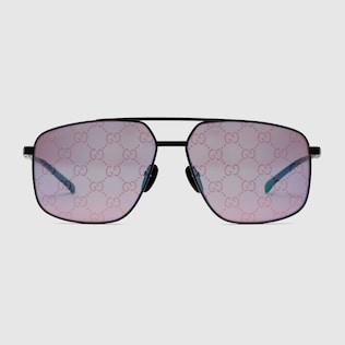 Aviator frame sunglasses in silver toned metal GUCCI AE