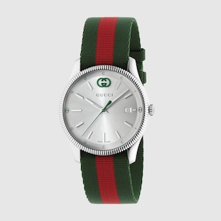 Gucci watch men's leather strap hotsell