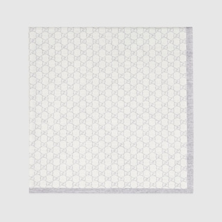 White / Light Blue GG Wool Pattern Baby Blanket | GUCCI® US