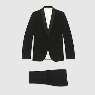 Fitted mohair wool tuxedo in black GUCCI US