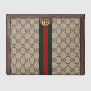 Ophidia GG Pouch in beige- und ebenholzfarbener Supreme | GUCCI® DE 