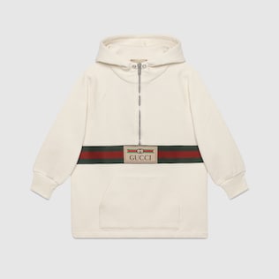 White Cotton Children s Sweatshirt With Gucci Logo Hood GUCCI TR