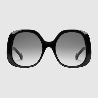 Oversized rectangular sunglasses in black injection GUCCI Canada