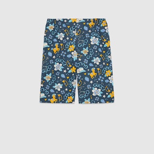 Jumbo GG silk shorts in dark blue and multicolor | GUCCI® MX