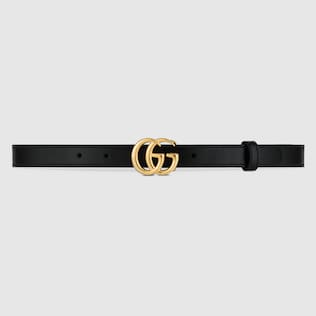 〔GGマーモント〕シャイニーバックル レザーベルトブラック レザー | GUCCI公式