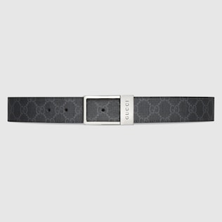 Gucci Reversible Belt with Square G Buckle GG Supreme Black