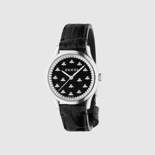 Reloj Diamantissima 32mm en piel negra GUCCI ES