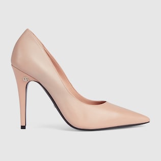 Women's mid-heel pump in pink leather | GUCCI® SG Women's mid-heel pump in pink leather | GUCCI® SG