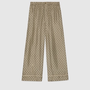 Pantalone in cotone GG in cammello e marrone GUCCI Italia