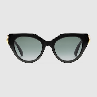 Cat eye frame sunglasses in black acetate GUCCI Canada