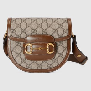 Gucci Horsebit 1955 mini shoulder bag in beige and ebony GG