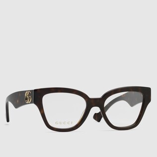 Round optical frame in black acetate | GUCCI® US