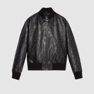 Gucci bomber leather jacket hotsell