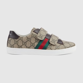 Children s Ace Sneaker White Leather With Green Red Web GUCCI US